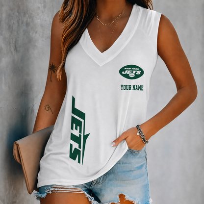 LIMITED EDITION - NEW CUSTOMIZED NFL25 NYJ NEW YORK JETS WOMEN'S V-NECK TANK TOP