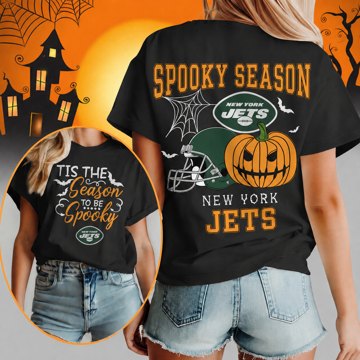 LIMITED EDITION - NEW CUSTOMIZED NFL25 NYJ NEW YORK JETS  HALLOWEEN T-SHIRT, HOODIE & ZIP HOODIE