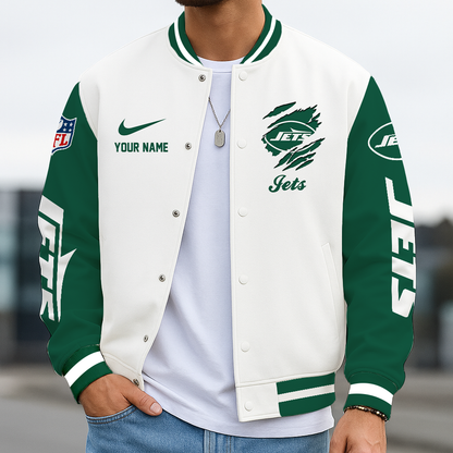 LIMITED EDITION - NEW CUSTOMIZED NFL25 NYJ NEW YORK JETS BASEBALL JACKET