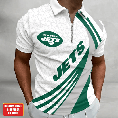 [SPECIAL OFFER] NEW CUSTOMIZED NFL25 NYJ NEW YORK JETS ZIP POLO SHIRT