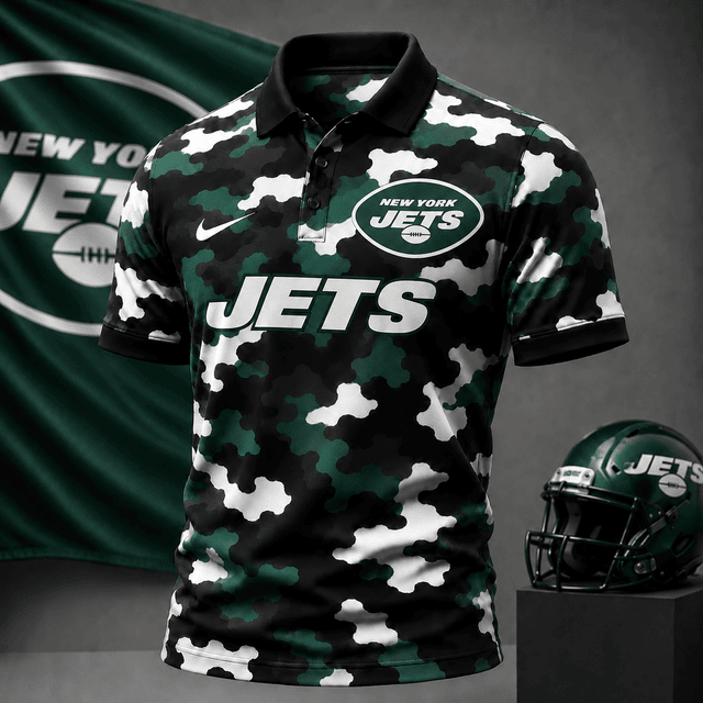 [SPECIAL OFFER] NEW CUSTOMIZED NFL25 NYJ NEW YORK JETS CAMO POLO SHIRT