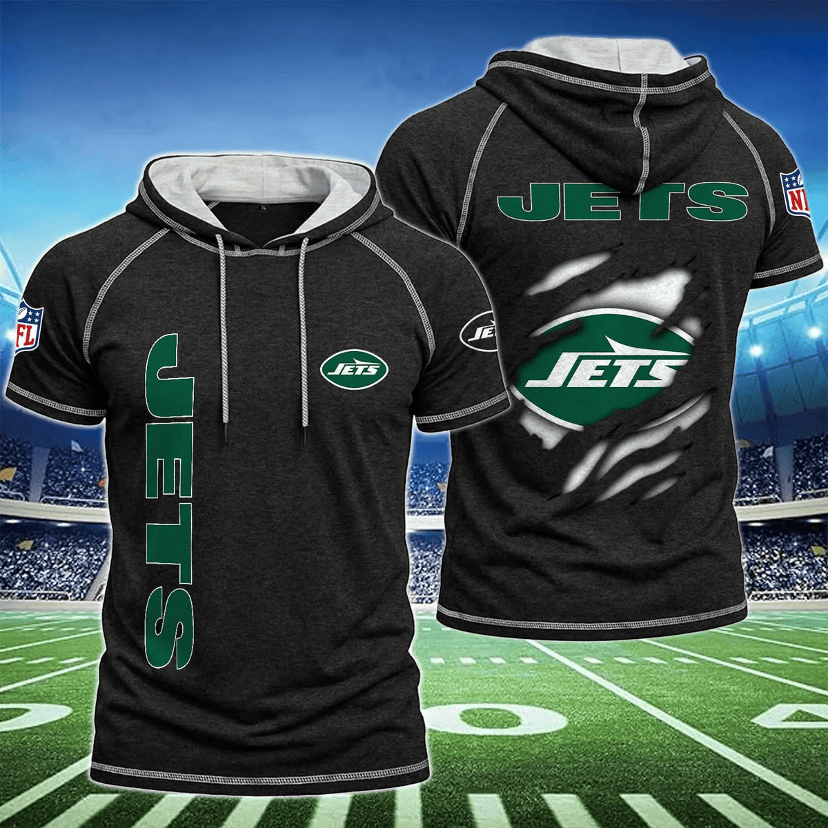 [SPECIAL OFFER] NEW CUSTOMIZED NFL25 NYJ NEW YORK JETS SHORT SLEEVE HOODIE