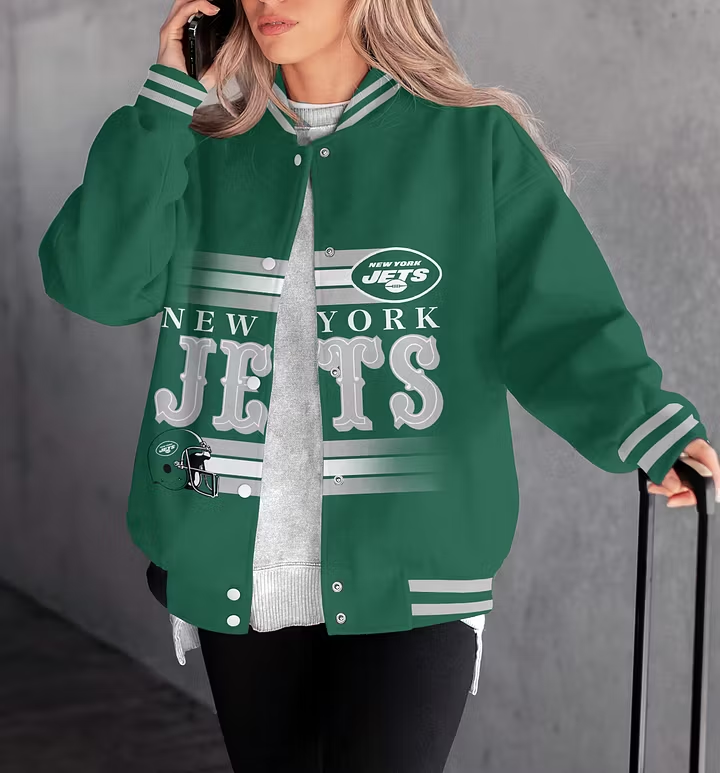 LIMITED EDITION - NEW CUSTOMIZED NFL25 NYJ NEW YORK JETS SATIN VARSITY & BASEBALL JACKET