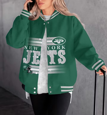 LIMITED EDITION - NEW CUSTOMIZED NFL25 NYJ NEW YORK JETS SATIN VARSITY & BASEBALL JACKET