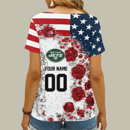 [SPECIAL OFFER] NEW CUSTOMIZED NFL25 NYJ NEW YORK JETS V-NECK FEMALE SHIRT