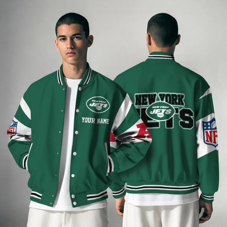 [HOT DEAL] NEW CUSTOMIZED NFL25 NYJ NEW YORK JETS SATIN VARSITY & BASEBALL JACKET