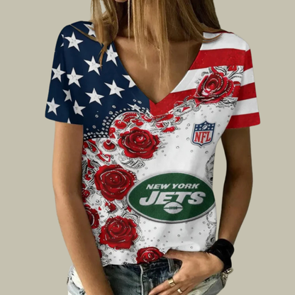 [SPECIAL OFFER] NEW CUSTOMIZED NFL25 NYJ NEW YORK JETS V-NECK FEMALE SHIRT