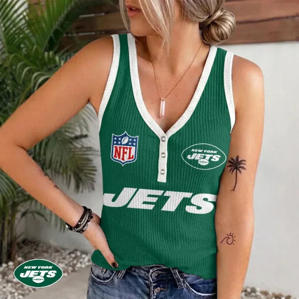 [SPECIAL OFFER] NEW CUSTOMIZED NFL25 NYJ NEW YORK JETS WOMEN'S V-NECK TANK TOP