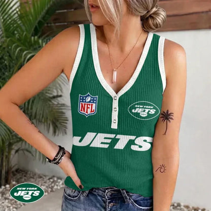 [SPECIAL OFFER] NEW CUSTOMIZED NFL25 NYJ NEW YORK JETS WOMEN'S V-NECK TANK TOP