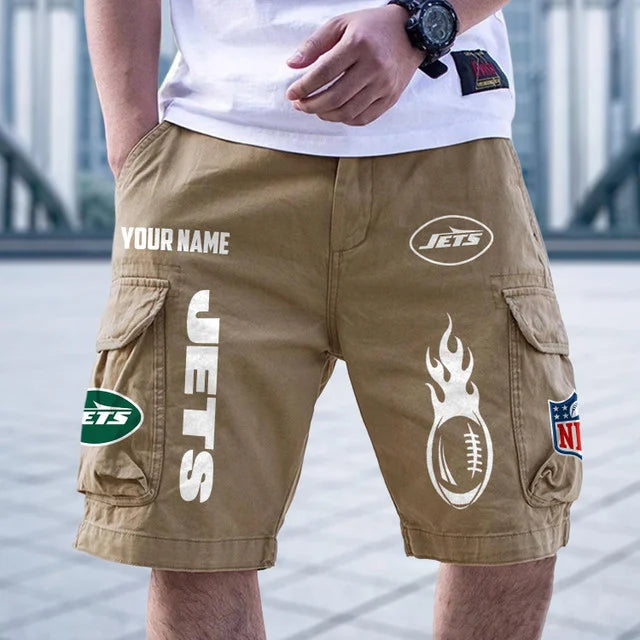 [SPECIAL OFFER] NEW CUSTOMIZED NFL25 NYJ NEW YORK JETS CARGO SHORTS