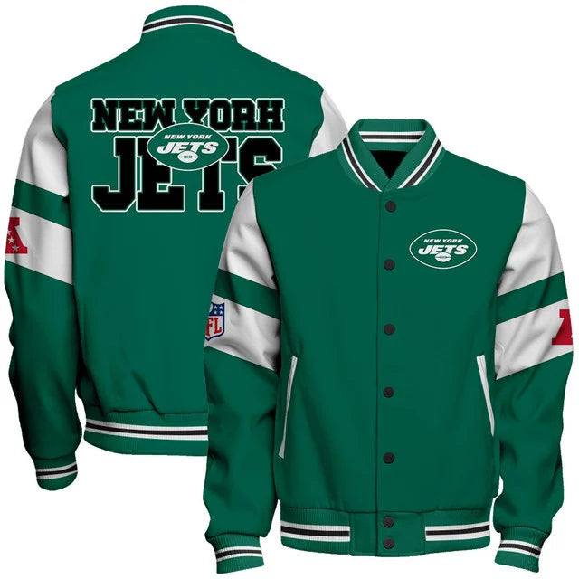 LIMITED EDITION - NEW CUSTOMIZED NFL25 NYJ NEW YORK JETS SATIN VARSITY & BASEBALL JACKET