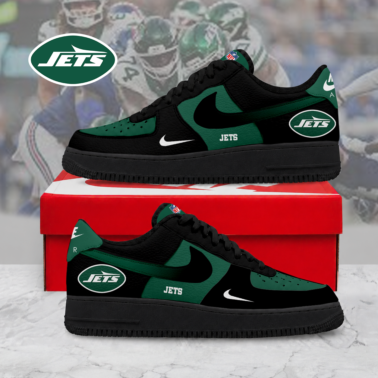 ELITE EDITION - NEW CUSTOMIZED NFL25 NYJ NEW YORK JETS AF1 SNEAKERS