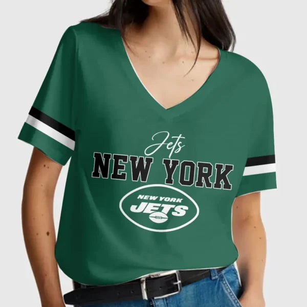 LIMITED EDITION - NEW CUSTOMIZED NFL25 NYJ NEW YORK JETS V-NECK FEMALE SHIRT