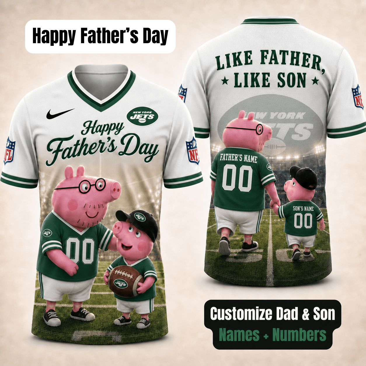 [FATHER'S DAY] NEW CUSTOMIZED NFL25 NYJ NEW YORK JETS FOOTBALL JERSEY