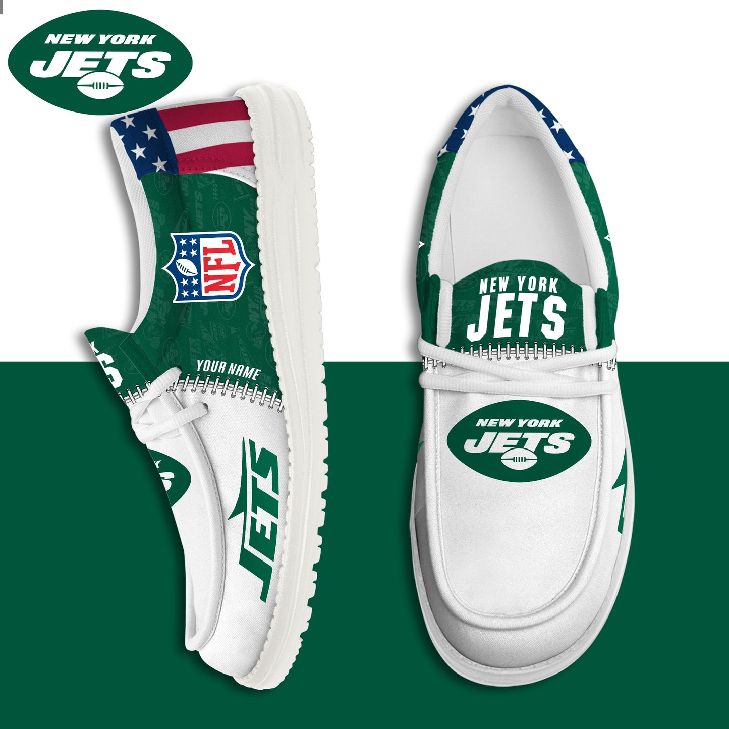 LIMITED EDITION - NEW CUSTOMIZED NFL25 NYJ NEW YORK JETS LOAFER SHOES