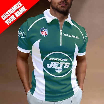 LIMITED EDITION - NEW CUSTOMIZED NFL25 NYJ NEW YORK JETS ZIP POLO SHIRT
