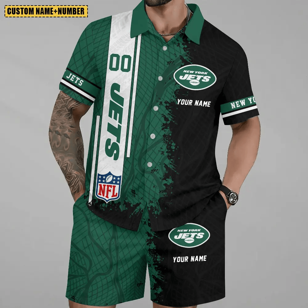 LIMITED RUN - NEW CUSTOMIZED NFL25 NYJ NEW YORK JETS UNISEX HAWAIIAN SHIRT & SHORTS SET
