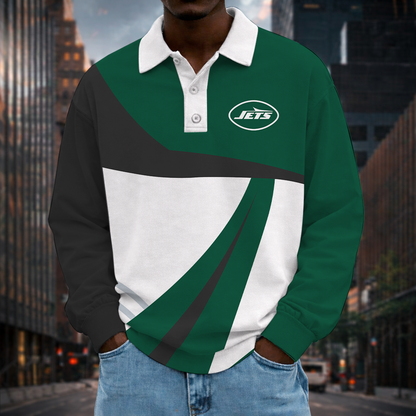 [SPECIAL OFFER] NEW CUSTOMIZED NFL25 NYJ NEW YORK JETS LONG SLEEVE POLO SHIRT
