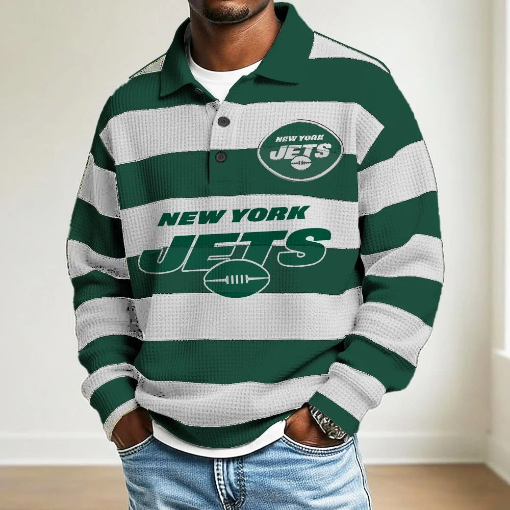 LIMITED EDITION - NEW CUSTOMIZED NFL25 NY JETS MEN LONG SLEEVE POLO SHIRT