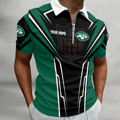 [SPECIAL OFFER] NEW CUSTOMIZED NFL25 NYJ NEW YORK JETS ZIP POLO SHIRT