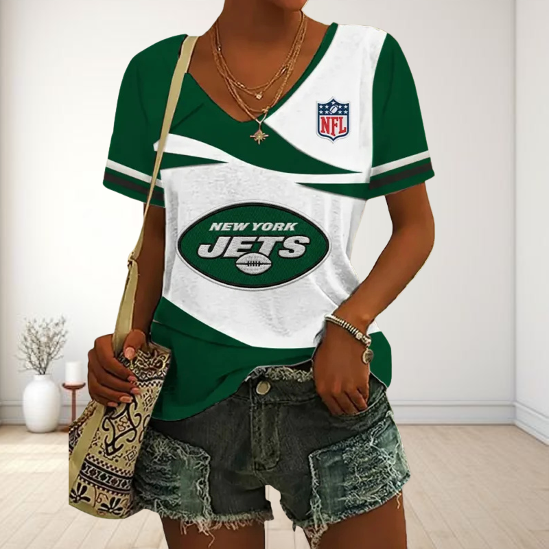LIMITED EDITION - NEW CUSTOMIZED NFL25 NYJ NEW YORK JETS V-NECK FEMALE SHIRT