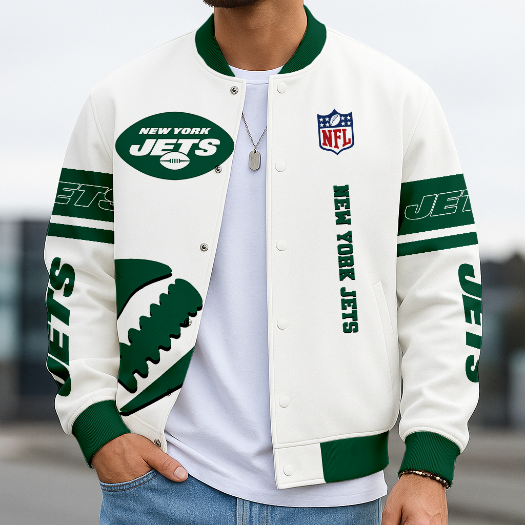 LIMITED EDITION - NEW CUSTOMIZED NFL25 NYJ NEW YORK JETS BASEBALL JACKET