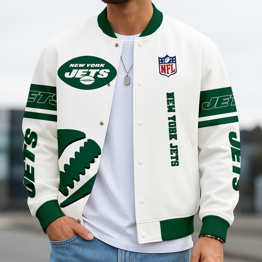 LIMITED EDITION - NEW CUSTOMIZED NFL25 NYJ NEW YORK JETS BASEBALL JACKET