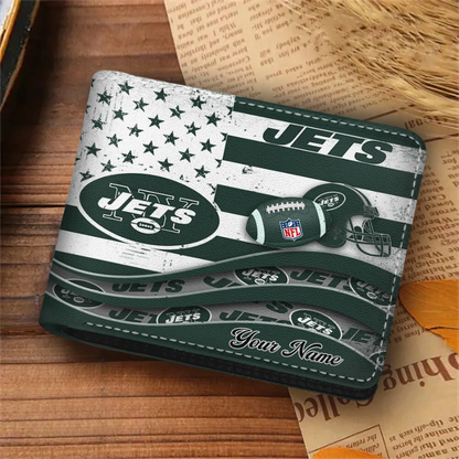 [SPECIAL OFFER] NEW CUSTOMIZED NFL25 NYJ NEW YORK JETS LEATHER WALLET