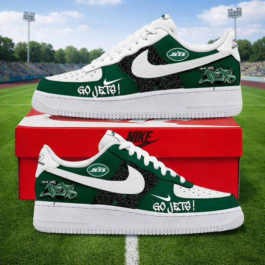 LIMITED EDITION - NEW CUSTOMIZED NFL25 NYJ NEW YORK JETS AF1 SNEAKERS