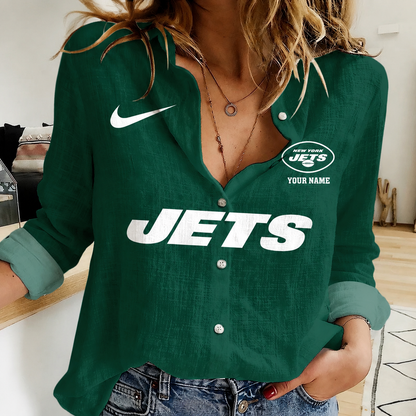 LIMITED EDITION - NEW CUSTOMIZED NFL25 NYJ NEW YORK JETS WOMEN CASUAL SHIRT