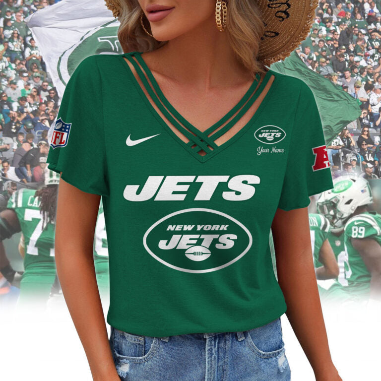 [SPECIAL OFFER] NEW CUSTOMIZED NFL25 NYJ NEW YORK JETS V-NECK SHIRT