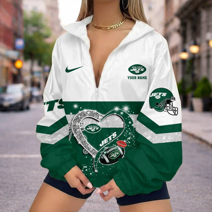 LIMITED EDITION - NEW CUSTOMIZED NFL25 NYJ NEW YORK JETS V-NECK ZIPPER SWEATSHIRT JACKET