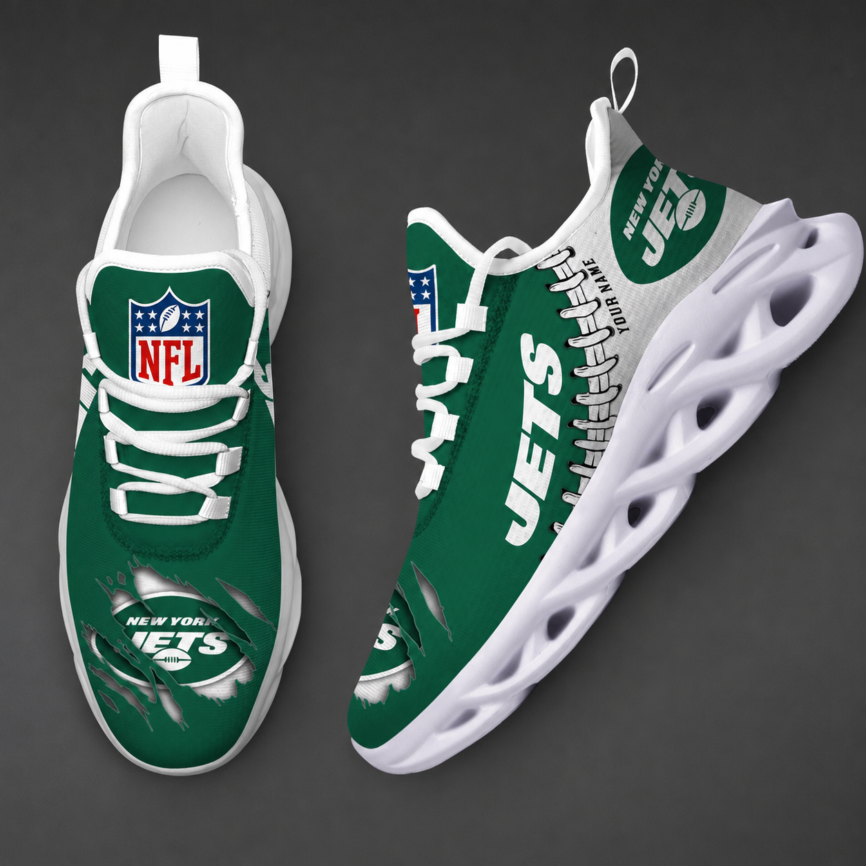 LIMITED EDITION - NEW CUSTOMIZED NFL25 NYJ NEW YORK JETS UNISEX MAX SOUL SHOES