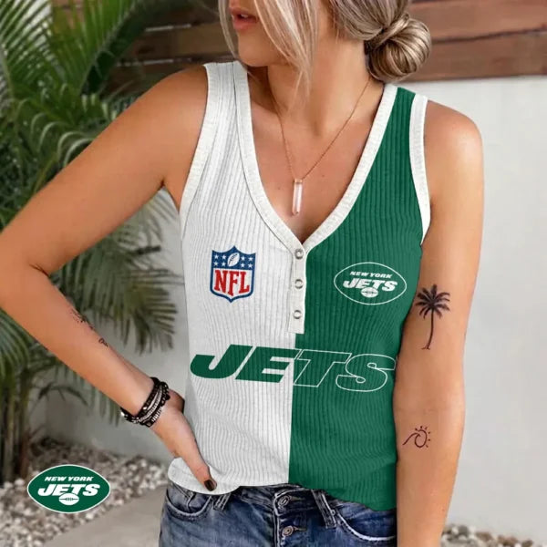 [SPECIAL OFFER] NEW CUSTOMIZED NFL25 NYJ NEW YORK JETS WOMEN'S V-NECK TANK TOP