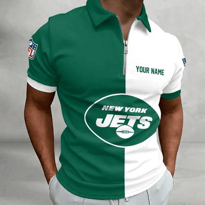 [SPECIAL OFFER] NEW CUSTOMIZED NFL25 NYJ NEW YORK JETS ZIP POLO SHIRT