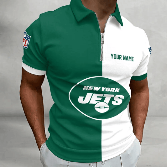 [SPECIAL OFFER] NEW CUSTOMIZED NFL25 NYJ NEW YORK JETS ZIP POLO SHIRT