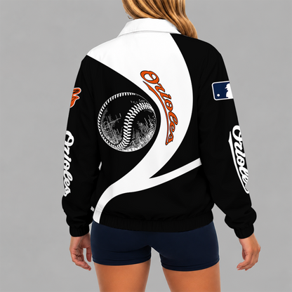 [FLASH SALE] NEW CUSTOMIZED MLB25 BOS BALTIMORE ORIOLES V-NECK ZIPPER SWEATSHIRT JACKET