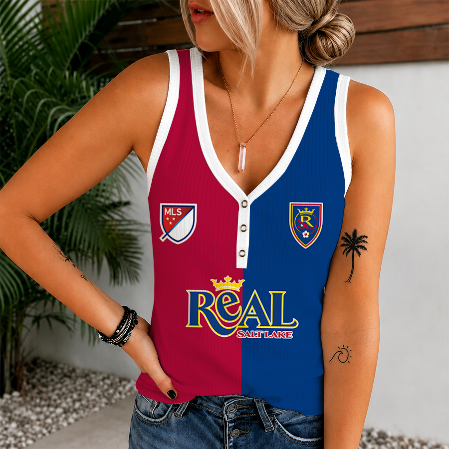 [FAN EXCLUSIVE] NEW CUSTOMIZED MLS25 RSL REAL SALT LAKE V-NECK TANK TOP