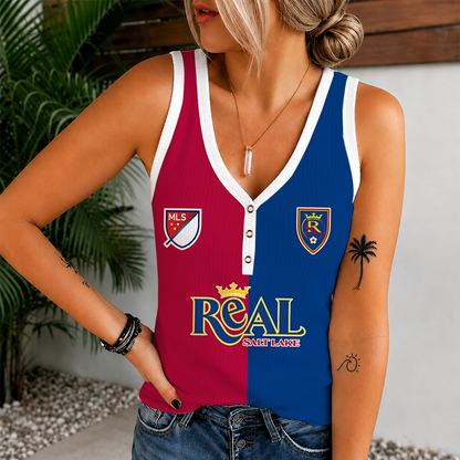 [FAN EXCLUSIVE] NEW CUSTOMIZED MLS25 RSL REAL SALT LAKE V-NECK TANK TOP