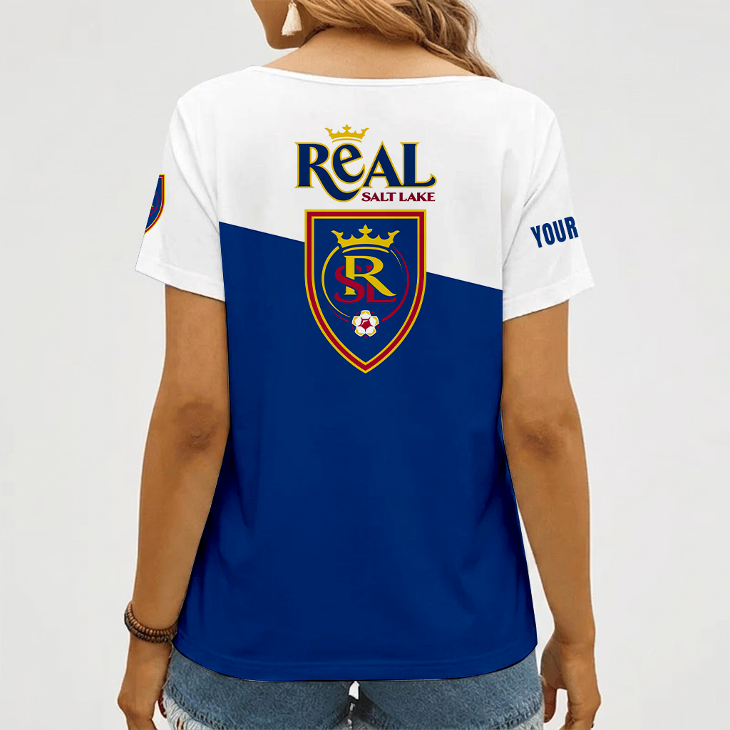 [FAN EXCLUSIVE] NEW CUSTOMIZED MLS25 RSL REAL SALT LAKE V-NECK FEMALE SHIRT