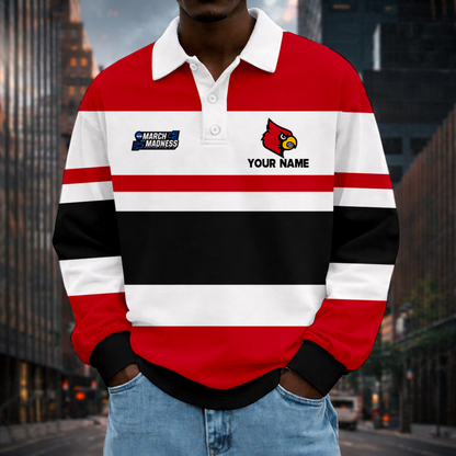 LIMITED EDITION - NEW CUSTOMIZED NCAA MAM25 ULC LOUISVILLE CARDINALS UNISEX LONG SLEEVE POLO