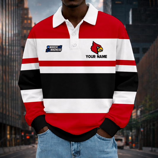 LIMITED EDITION - NEW CUSTOMIZED NCAA MAM25 ULC LOUISVILLE CARDINALS UNISEX LONG SLEEVE POLO