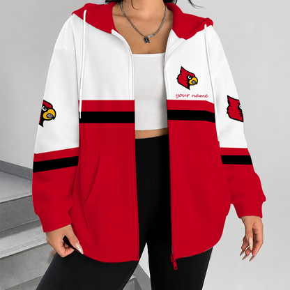 [FAN FAVORITE] NEW CUSTOMIZED NCAA MAM25 ULC LOUISVILLE CARDINALS STRAPPY ZIP HOODIE