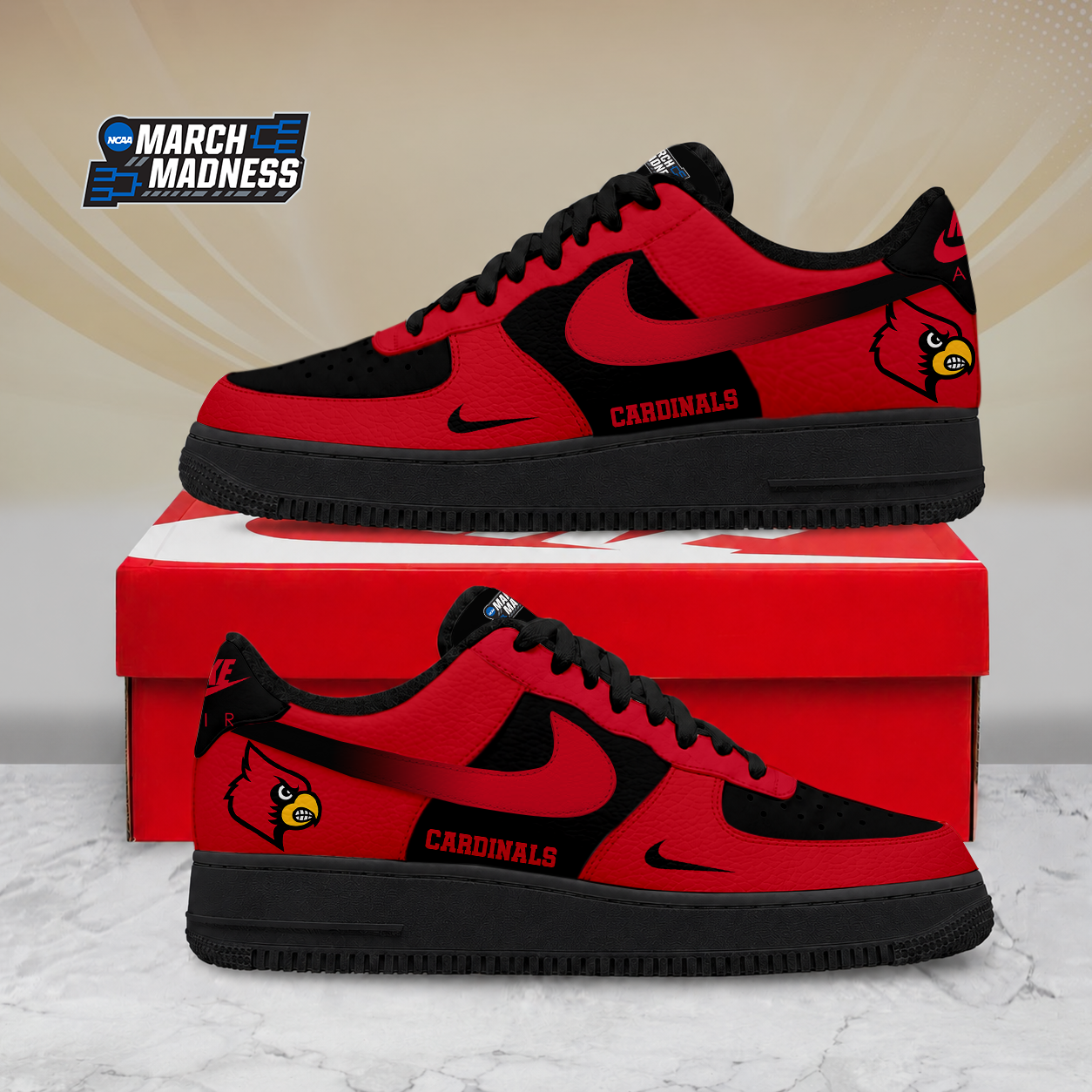 SPECIAL EDITION - NEW CUSTOMIZED NCAA MAM25 ULC LOUISVILLE CARDINALS AF1 SHOES
