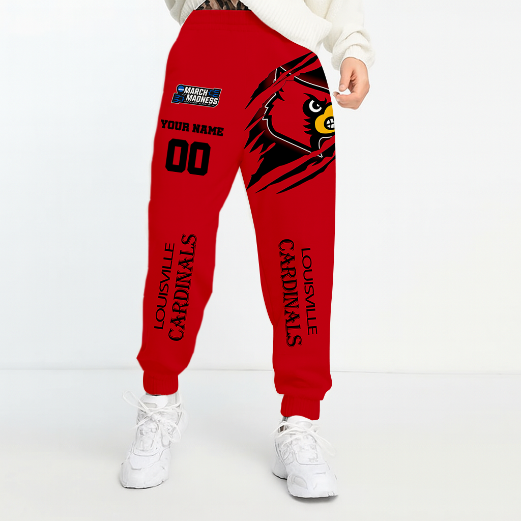 LIMITED EDITION - NEW CUSTOMIZED NCAA FBS25 ULC LOUISVILLE CARDINALS UNISEX LONG PANTS
