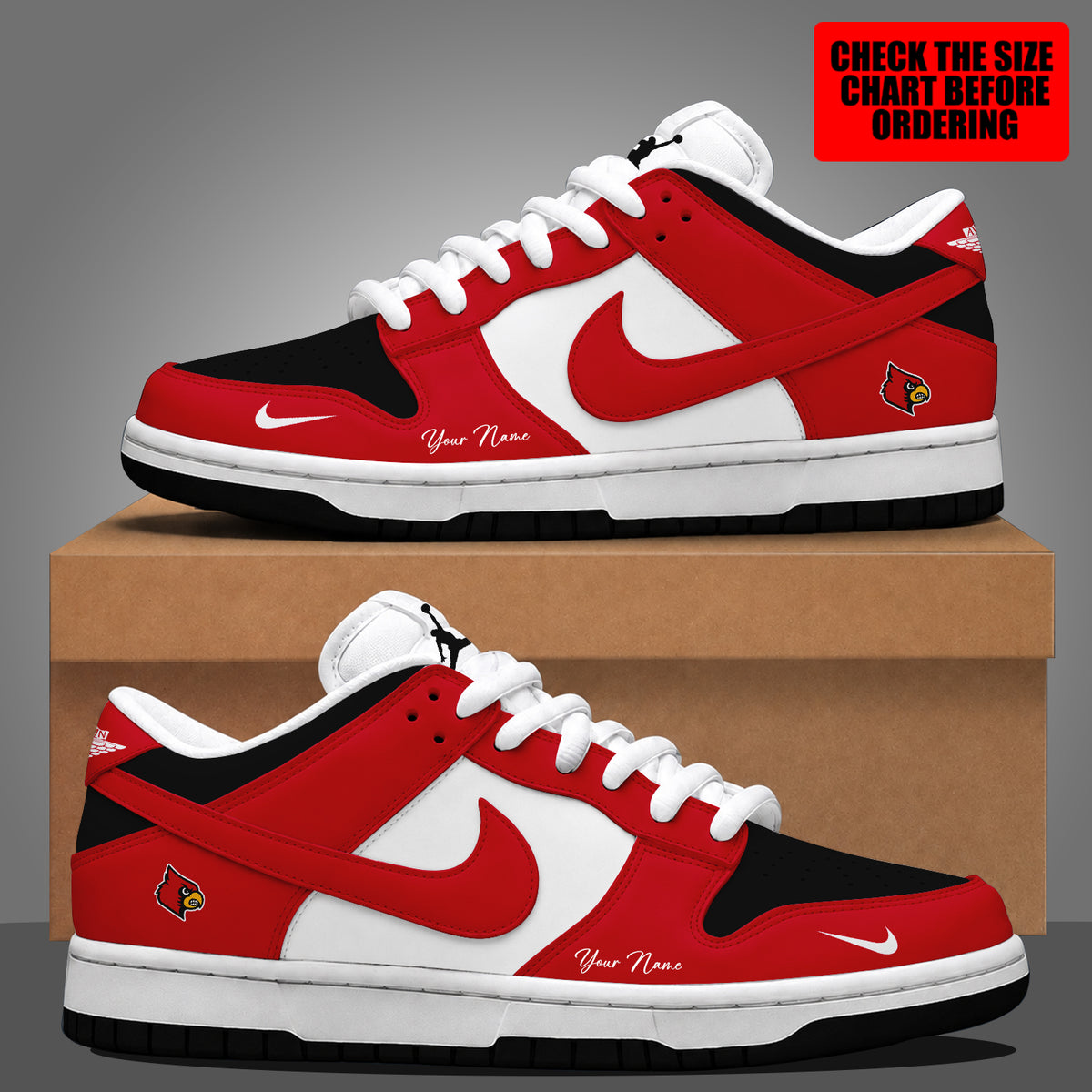 [FAN FAVORITE] NEW CUSTOMIZED NCAA MAM25 ULC LOUISVILLE CARDINALS STRAPPY DUNK LOW SHOES