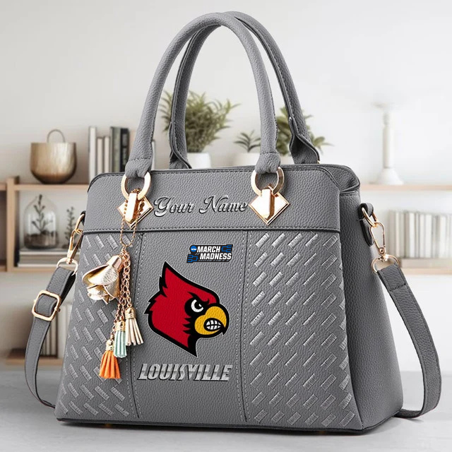 LIMITED EDITION - NEW CUSTOMIZED NCAA MAM25 ULC LOUISVILLE CARDINALS ZIP HANDBAG MULTICOLOR