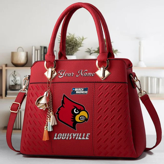 LIMITED EDITION - NEW CUSTOMIZED NCAA MAM25 ULC LOUISVILLE CARDINALS ZIP HANDBAG MULTICOLOR