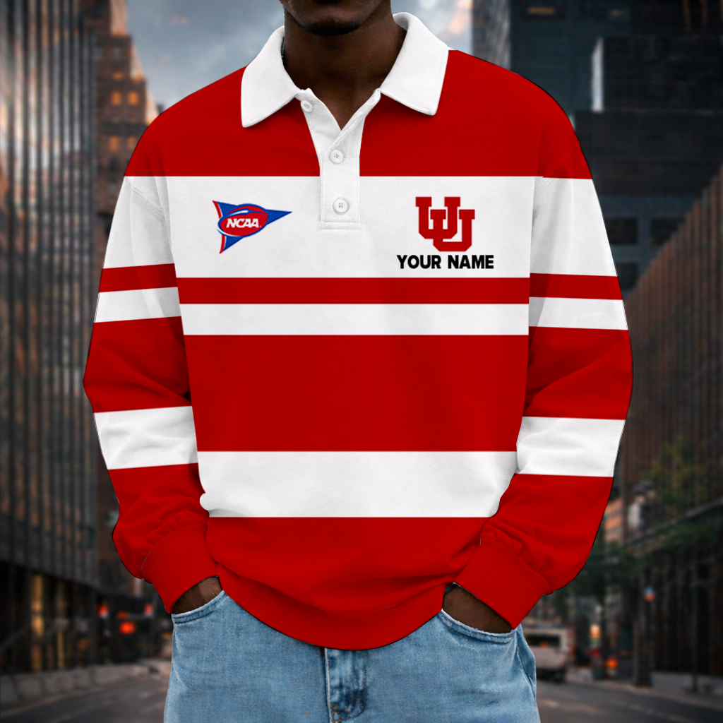 LIMITED EDITION - NEW CUSTOMIZED NCAA FBS25 UTU UTAH UTES UNISEX LONG SLEEVE POLO