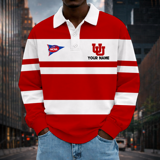 LIMITED EDITION - NEW CUSTOMIZED NCAA FBS25 UTU UTAH UTES UNISEX LONG SLEEVE POLO